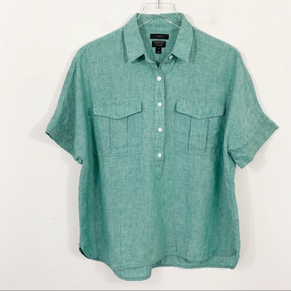 J. Crew Tops - J.Crew Baird McNutt Irish Linen Popover Top Sz 10